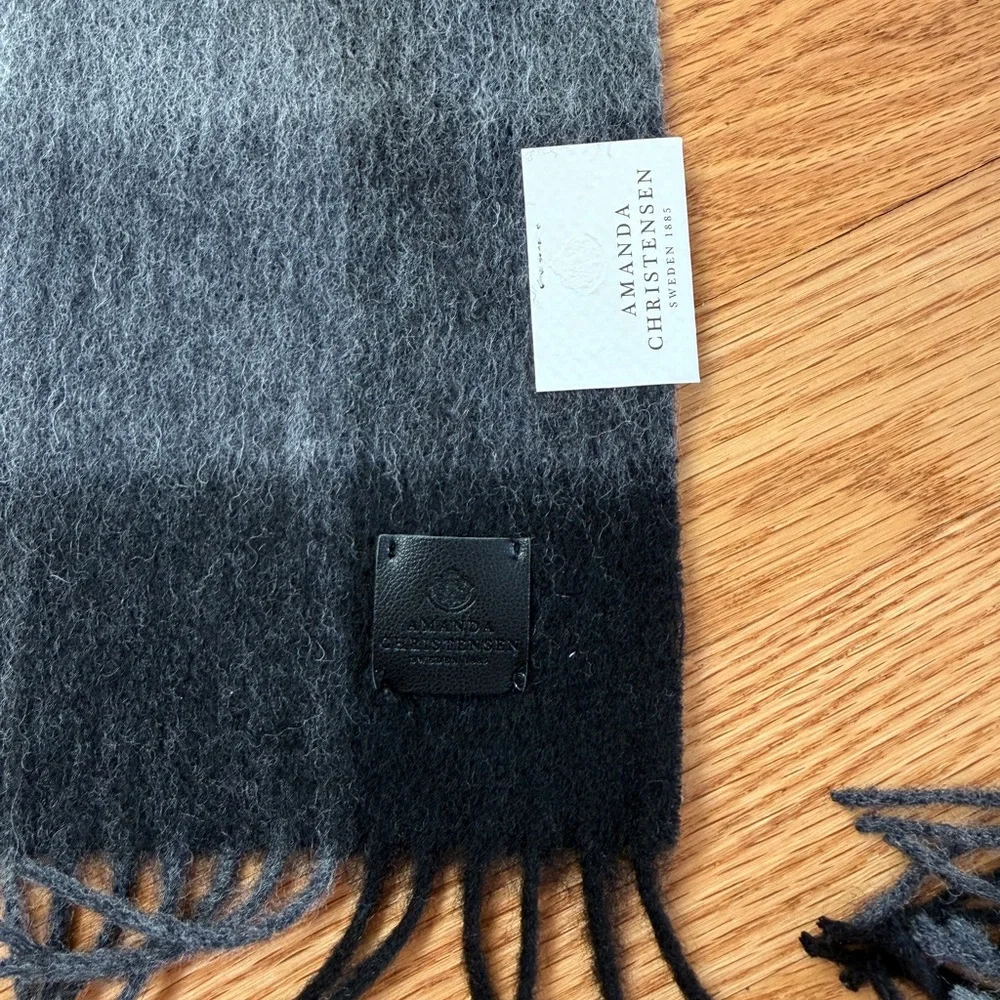Men’s wool scarf gray white and black Amanda Christensen Sweden scarf